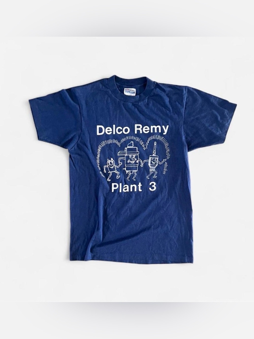 Vintage single stitch navy blue Delco Remy Plant 3 Hanes 50/50 tee Size M